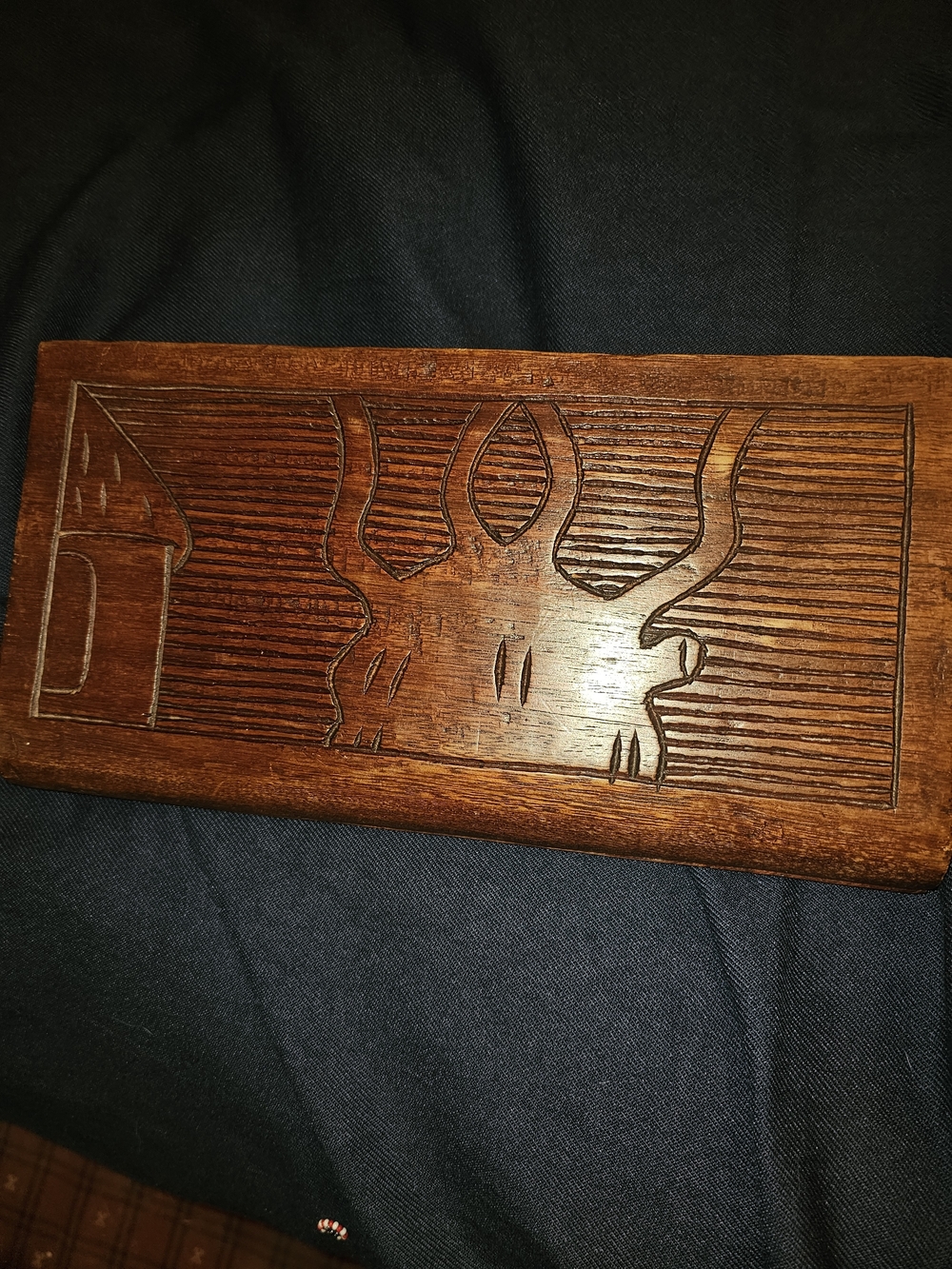 Vintage Hand Carved Wooden Oware Mancala Board Game West African Folk Art Seeds